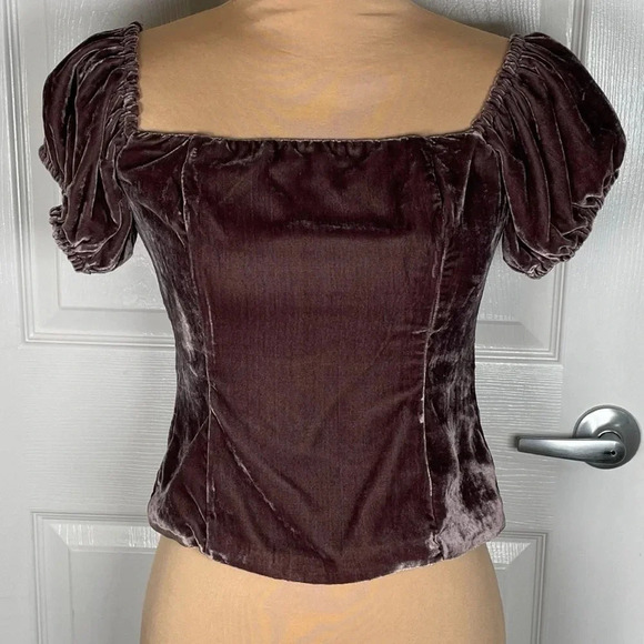 MAJORELLE Revolve Velour Velvet Off The Shoulder Square Neck Corset Top Small - Picture 3 of 6